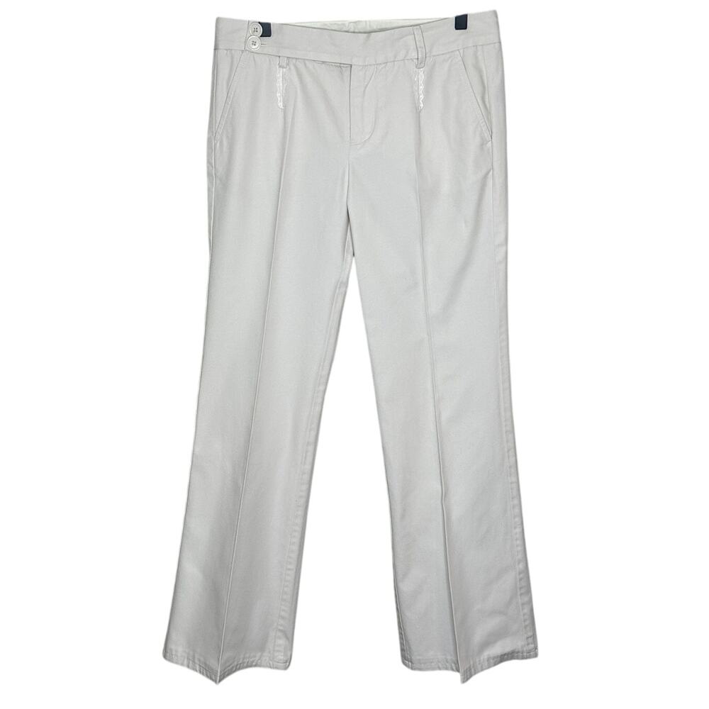 Marc Jacobs White Embroidered Cotton Straight Leg Trousers Pants Womens 8
